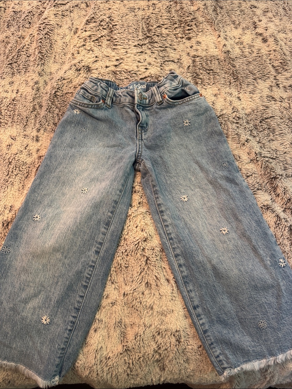 Cat & Jack Light Blue Wide-Leg Embroidered Jeans